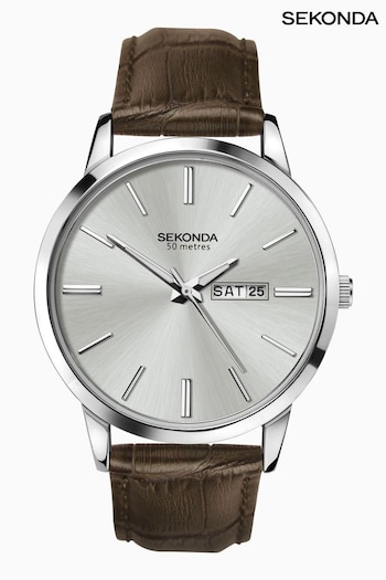 Sekonda Mens Classic Brown Leather Strap Watch (N13734) | £45