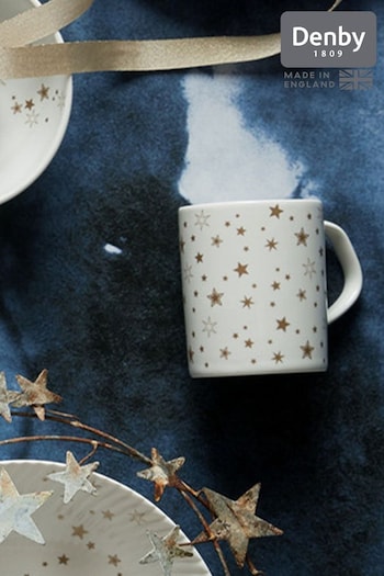 Denby White Porcelain Stars Set of 2 Small Mugs (N13790) | £32