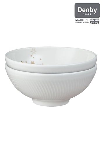 Denby White Porcelain Arc Stars Set of 2 Small Bowls (N13795) | £28