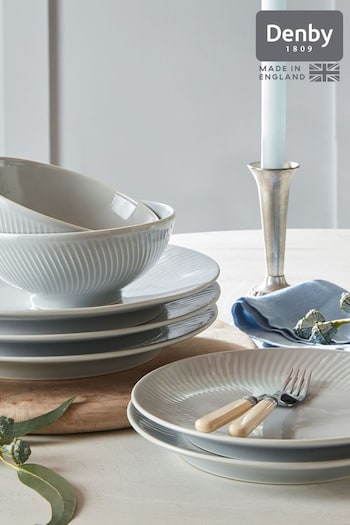 Denby Grey Porcelain Arc Set of 4 Dinner Plates (N13800) | £63