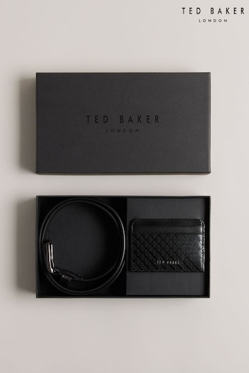 Ted Baker Teramo Laser Etched Black Belt And Cardholder Set (N13844) | £70