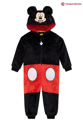 Character Black Mickey Mouse All in One Fleece Onesie Pyjamas (N13908) | £28