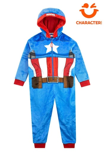 Character Blue Captain America All in One Fleece Onesie Pyjamas (N13910) | £28