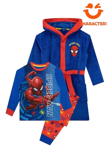 Character Blue Spiderman Dressing Gown and Pyjamas Set (N13920) | £35