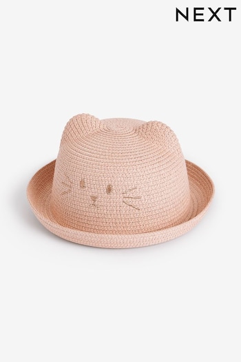 Pink Cat Straw Hat (3mths-6yrs) (N13942) | £9 - £10