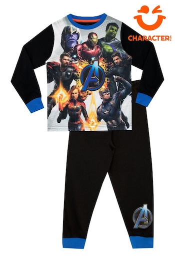 Character Black Avengers Marvel Printed Long Sleeve Pyjamas (N13966) | £22