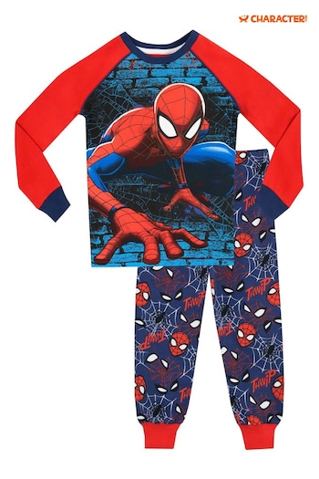 Character Blue Spiderman Marvel Printed Long Sleeve Pyjamas (N13971) | £19