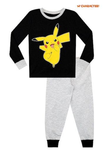 Character Black/Grey Pikachu Pokemon Printed Long Sleeve Pyjamas (N13976) | £17