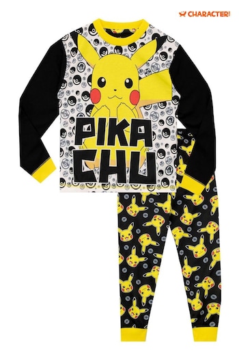 Character Black Pikachu Pokemon Printed Long Sleeve Pyjamas (N14001) | £19