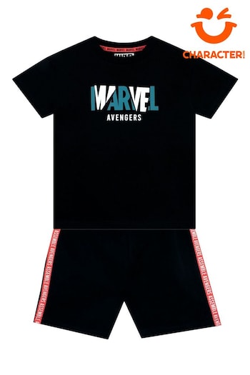 Character Black Marvel Shorts and T-Shirt Set (N14010) | £21