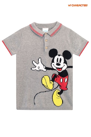 Character Grey Mickey Mouse Knit Polo Shirt (N14032) | £23