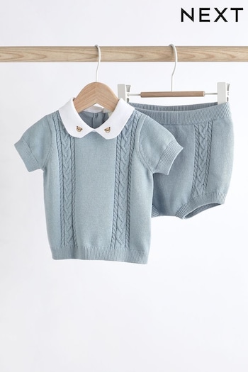 Blue Bear Baby Knitted Top and Shorts Set (0mths-2yrs) (N14067) | £18 - £20