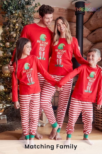 Threadboys Red Elf Cotton Long Sleeve Christmas Pyjama Set (N14092) | £16