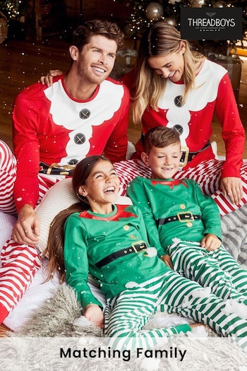 Threadboys Green Cotton Long Sleeve Christmas Pyjama Set (N14093) | £16