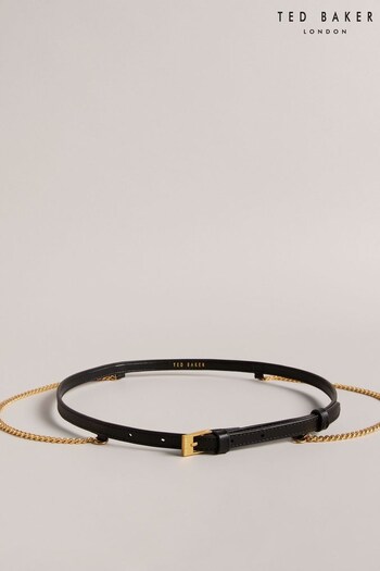 Ted Baker Chaique Leather Chain Waist Black Belt (N14117) | £50
