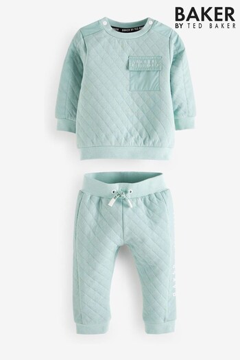 Baker by Ted Baker Green Quilted Sweater and Joggers Set (N14132) | £35 - £37