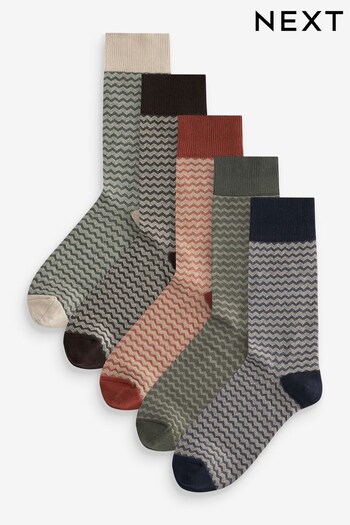 Neutral Herringbone Pattern Smart Socks 5 Pack (N14141) | £14