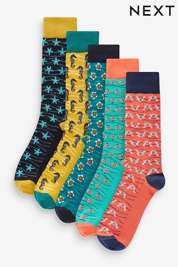 Blue Sea Fun Pattern Socks 5 Pack (N14142) | £14