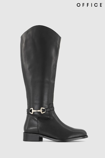 Office Black Office Kallie Leather Buckle Detail Knee High Black Boots (N14151) | £130
