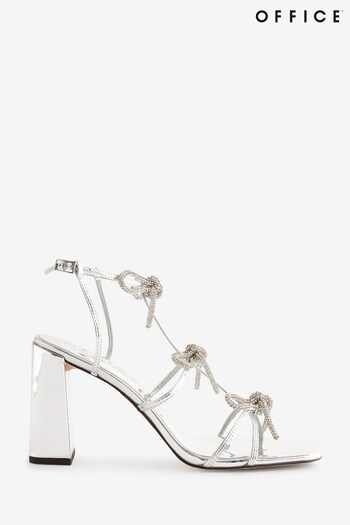 Office Silver Henley Embellished Bow Detail Block Heel Sandals (N14153) | £50