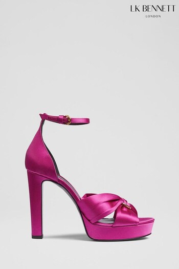 LK Bennett Aysha Purple Satin Platform Sandals (N14163) | £359