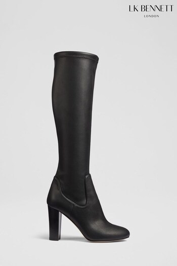 LK Bennett Marlowe Stretch Vegan Leather Knee-High Black Boots (N14173) | £479