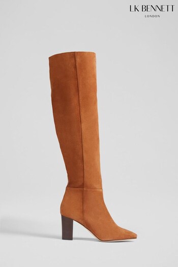 LK Bennett Courtney Tan Suede Over-The-Knee Brown Boots (N14174) | £579