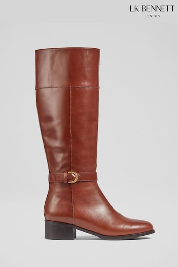 LK Bennett Bennett Tan Leather Flat Knee-High Brown Boots (N14176) | £549