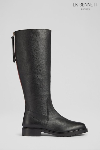 LK Bennett Coco Grainy Leather Knee-High Black Boots (N14178) | £529