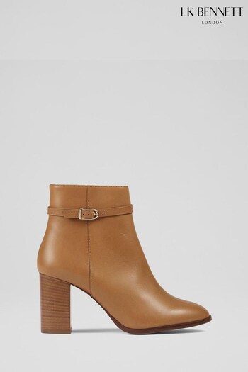 LK Bennett Bryony Leather Belted Ankle Brown Boots (N14182) | £429