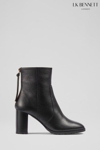 LK Bennett Nora Grainy Leather Ankle Black Boots (N14183) | £429