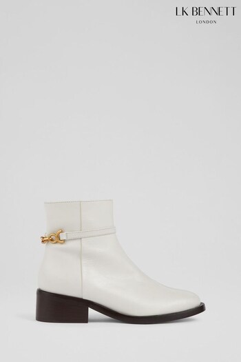 LK Bennett Lola Patent Leather Ankle White Boots (N14186) | £429