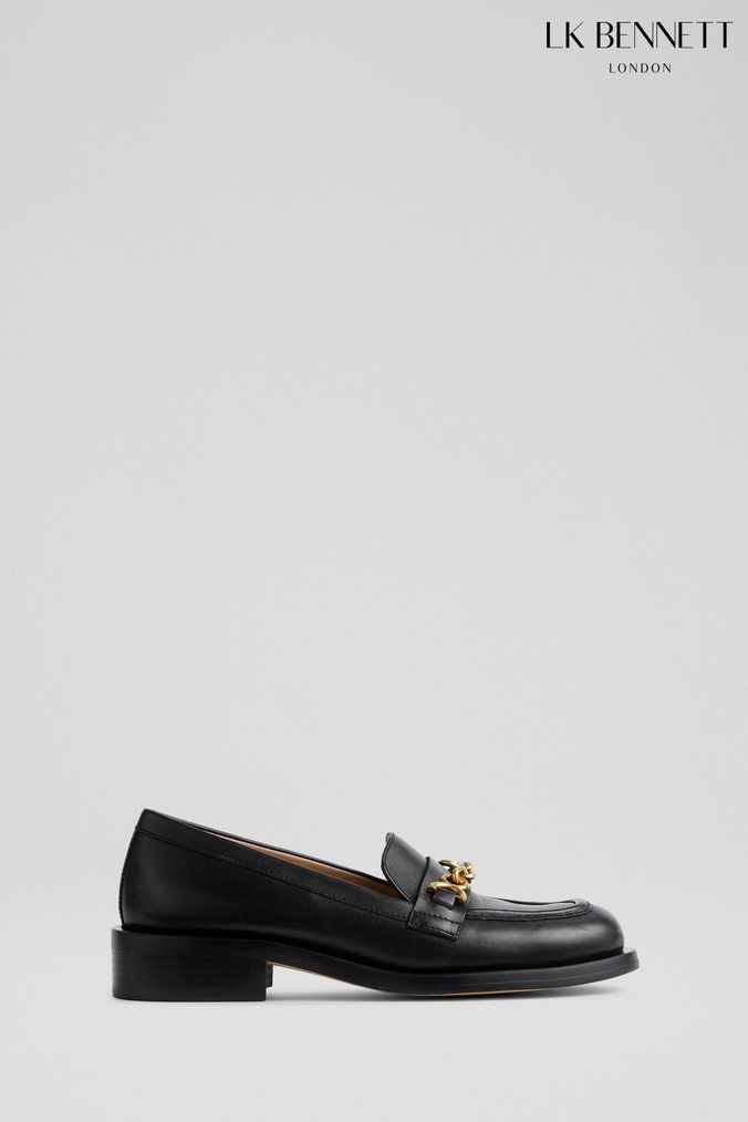 LK Bennett Soraya Patent Leather Snaffle-Detail Black Loafers (N14189) | £299