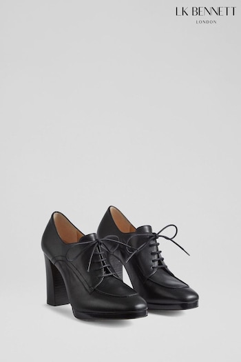 LK Bennett Attilio Leather Platform Lace-Up Black Shoes (N14191) | £349