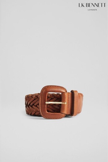 LK Bennett Fawn Leather Woven Brown Belt (N14206) | £129