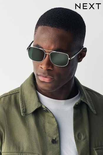 Silver/Green Classic Polarised Sunglasses (N14245) | £16