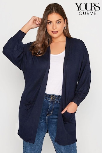 Yours Curve Blue Balloon Sleeve Fine Knit Cardigan (N14297) | £28