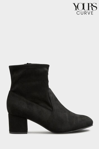 Yours Curve Black Wide Fit Extra-Wide Fit Block Heel Stretch Boots (N14299) | £40
