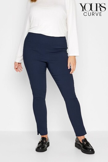 Yours Curve Blue Stretch Bengaline Slim Leg Trousers (N14339) | £24