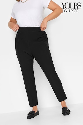 Yours Curve Black Elasticated Tapered Stretch Trousers (N14340) | £24