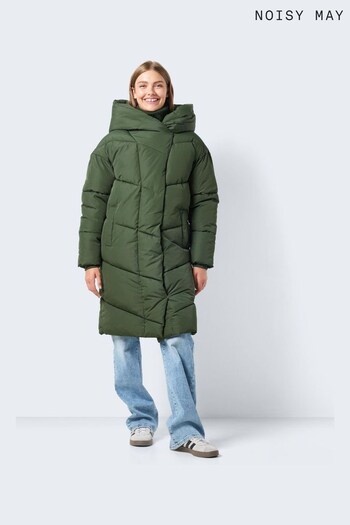 NOISY MAY Green Padded High Neck Hooded Quilted Coat (N14421) | £70