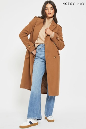 NOISY MAY Brown Double Breasted Tailored Trench Coat (N14426) | £88