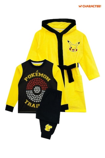 Character Yellow Pokemon Dressing Gown And Pyjamas Set (N14459) | £33