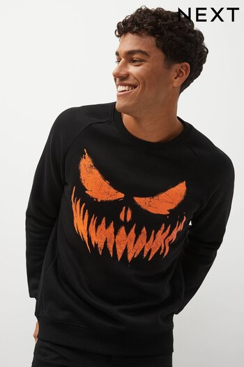 Black Halloween Pumpkin Print Sweatshirt (N14463) | £26