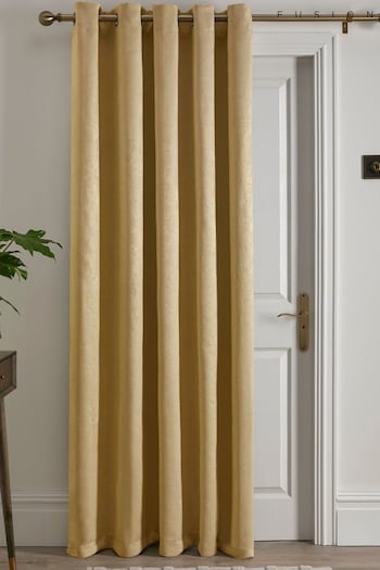 Fusion Yellow Strata Dim out woven Eyelet Single Panel Curtain (N14478) | £55