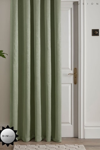 Fusion Green Strata Dim out woven Eyelet Single Panel Curtain (N14502) | £35