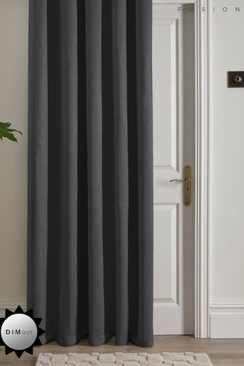 Fusion Grey Strata Dim out woven Eyelet Single Panel Curtain (N14504) | £28