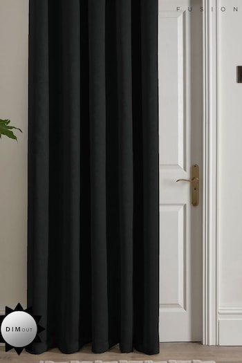 Fusion Black Strata Dim out woven Eyelet Single Panel Curtain (N14506) | £25