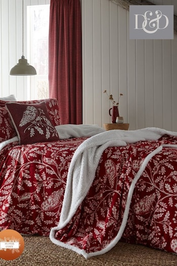 D&D Red Woodland Owls Plush Fleece Bedspread (N14518) | £22