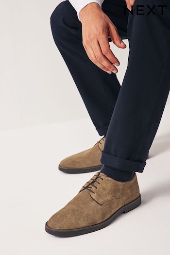 Stone Suede Derby Shoes (N14628) | £50